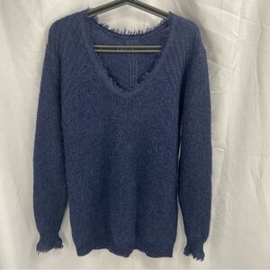 NWT Once Was Melbourne Blue Mohair Wool V- Neck Sweater Size Small